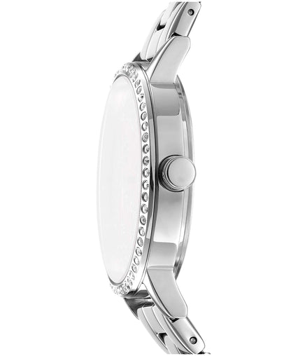 Dkny Women Watch, Silver Color Case, Silver Dial, Silver Color Metal Bracelet, 3 Hands, 5 Atm