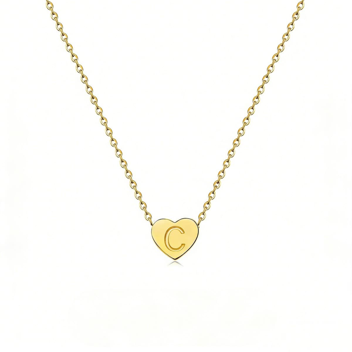 Dainty Initial Heart Necklace Personalized 26 Letters Available