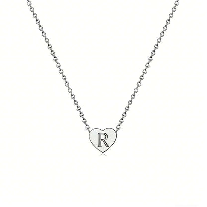 Dainty Initial Heart Necklace Personalized 26 Letters Available