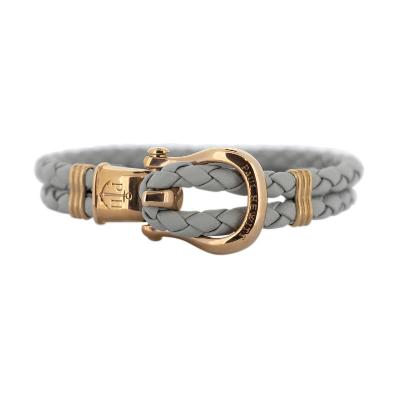 Grey Leather & Gold Rope Bracelet For Women By Paul Hewitt Size Small