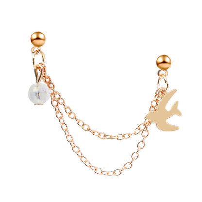 Acrylic & Goldtone Swallow Chain Ear Cuff