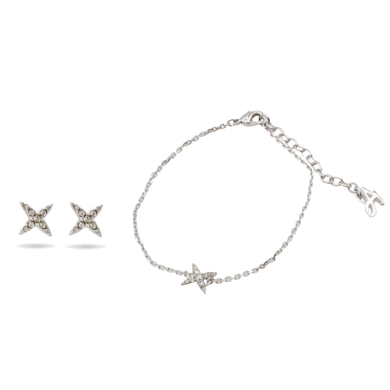 Swarovski Bracelet & Earring Set Silver By Adore Elegance