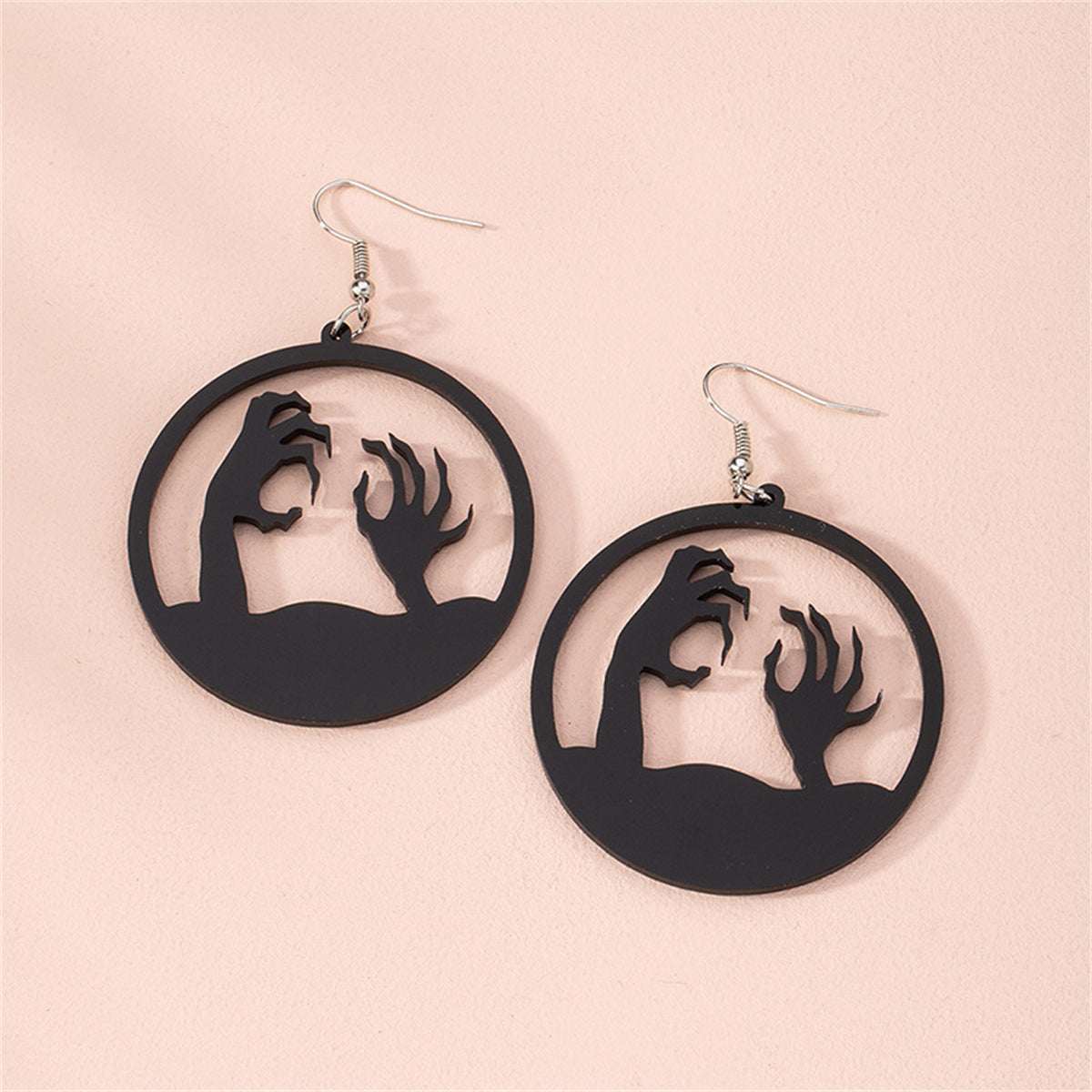 Black Acrylic Corpse Hand Drop Earrings