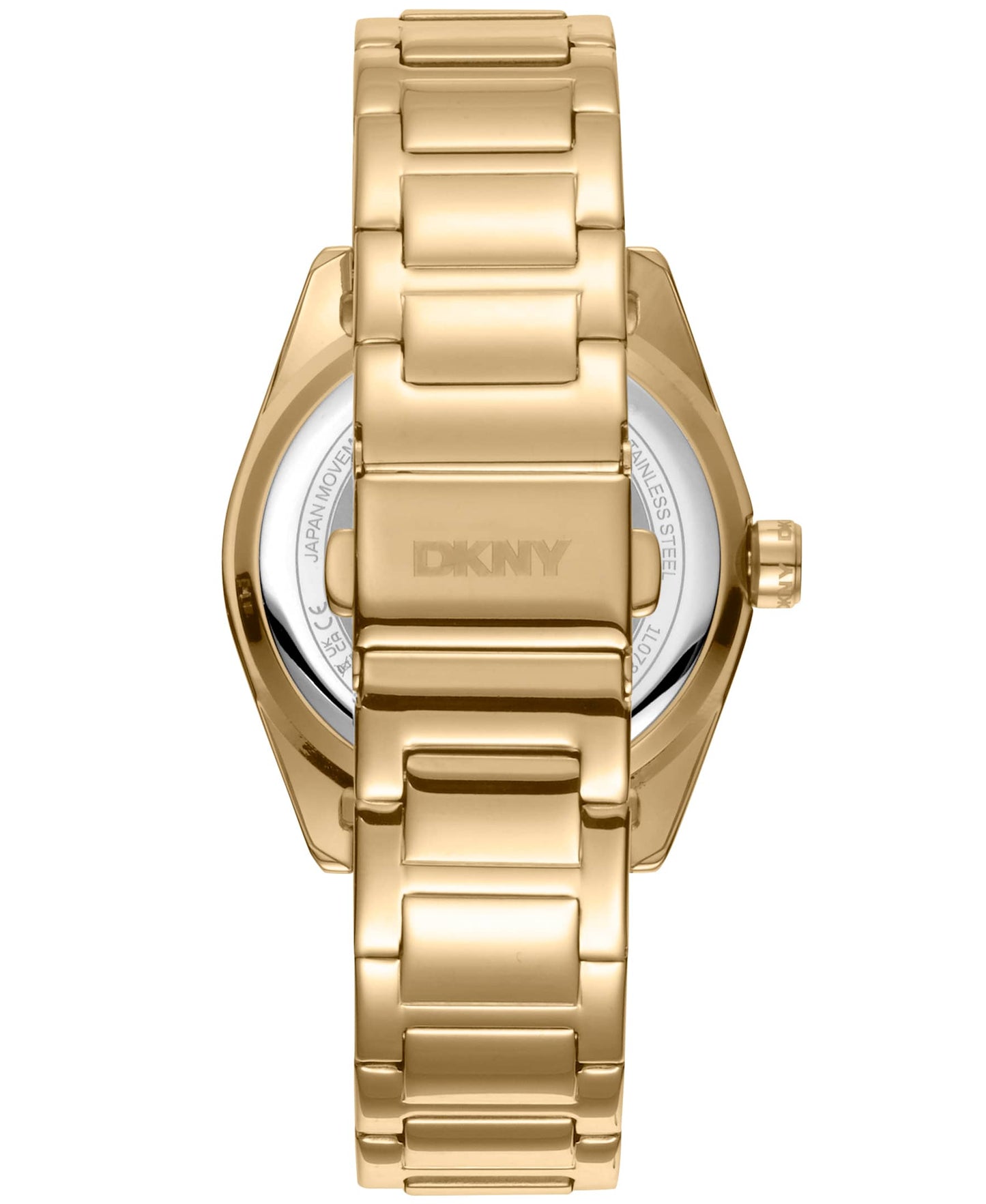 Dkny Women Watch, Gold Color Case, Silver Powder Dial, Gold Color Metal Bracelet, Multi-Function, 5 Atm