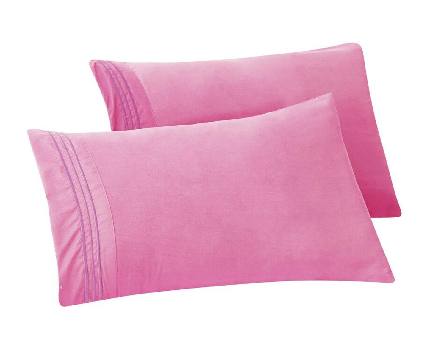 Elegant Comfort Set of 2 Pillowcases- 3 Line Embroidery