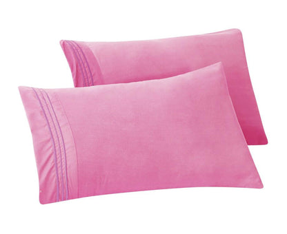 Elegant Comfort Set of 2 Pillowcases- 3 Line Embroidery
