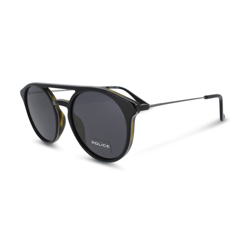 Police Black Havana Round Men's Sunglasses Clint 1 SPL722 *EX DISPLAY*
