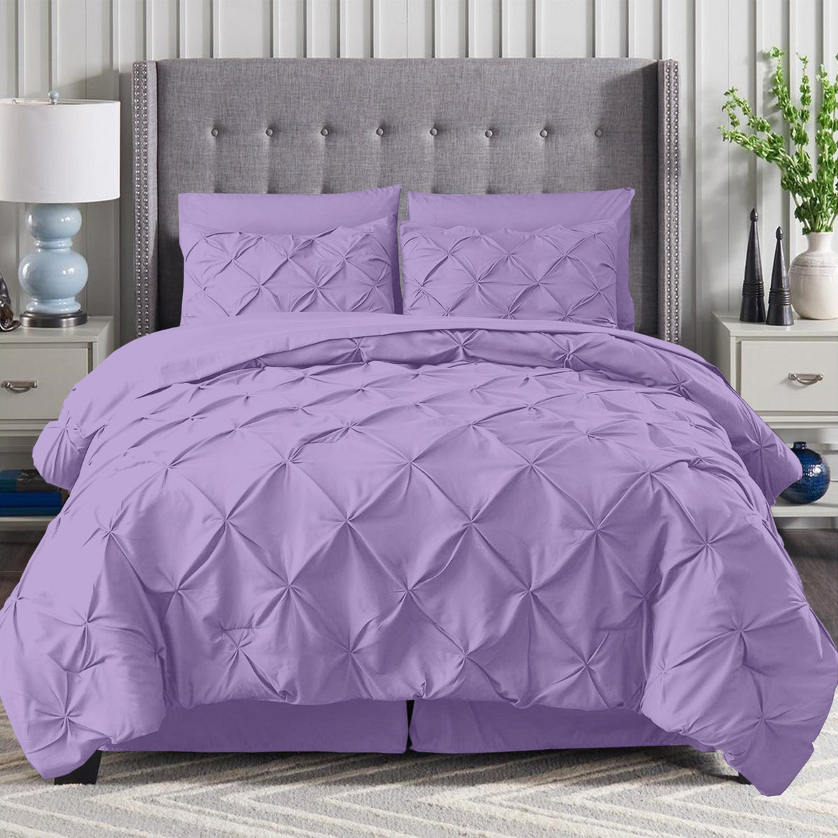 Elegant Comfort 8-Piece Pintuck Pinch Pleated Comforter Set - Includes 4-Piece Sheet Set with Double Sided Storage Pockets