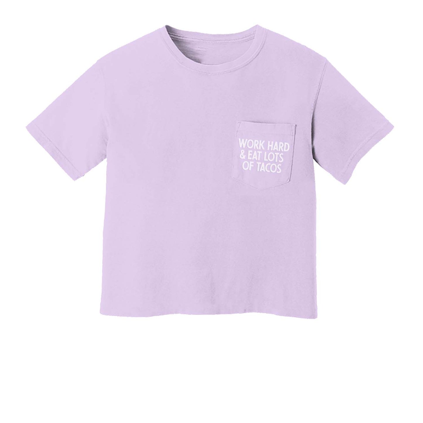 Frankie Jean Work Hard & Eat Lots of Tacos Crop Pocket Tee