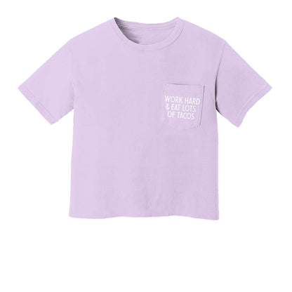Frankie Jean Work Hard & Eat Lots of Tacos Crop Pocket Tee