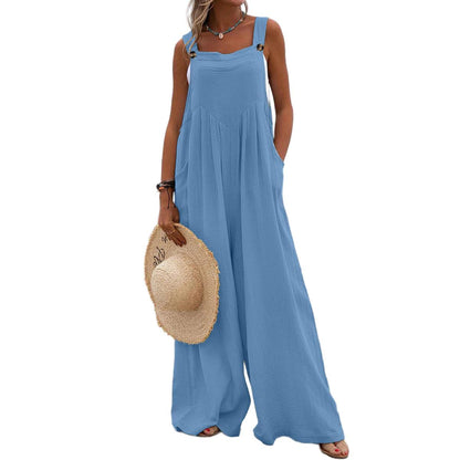 Casual Sleeveless Wide Leg Jumpsuit for Women