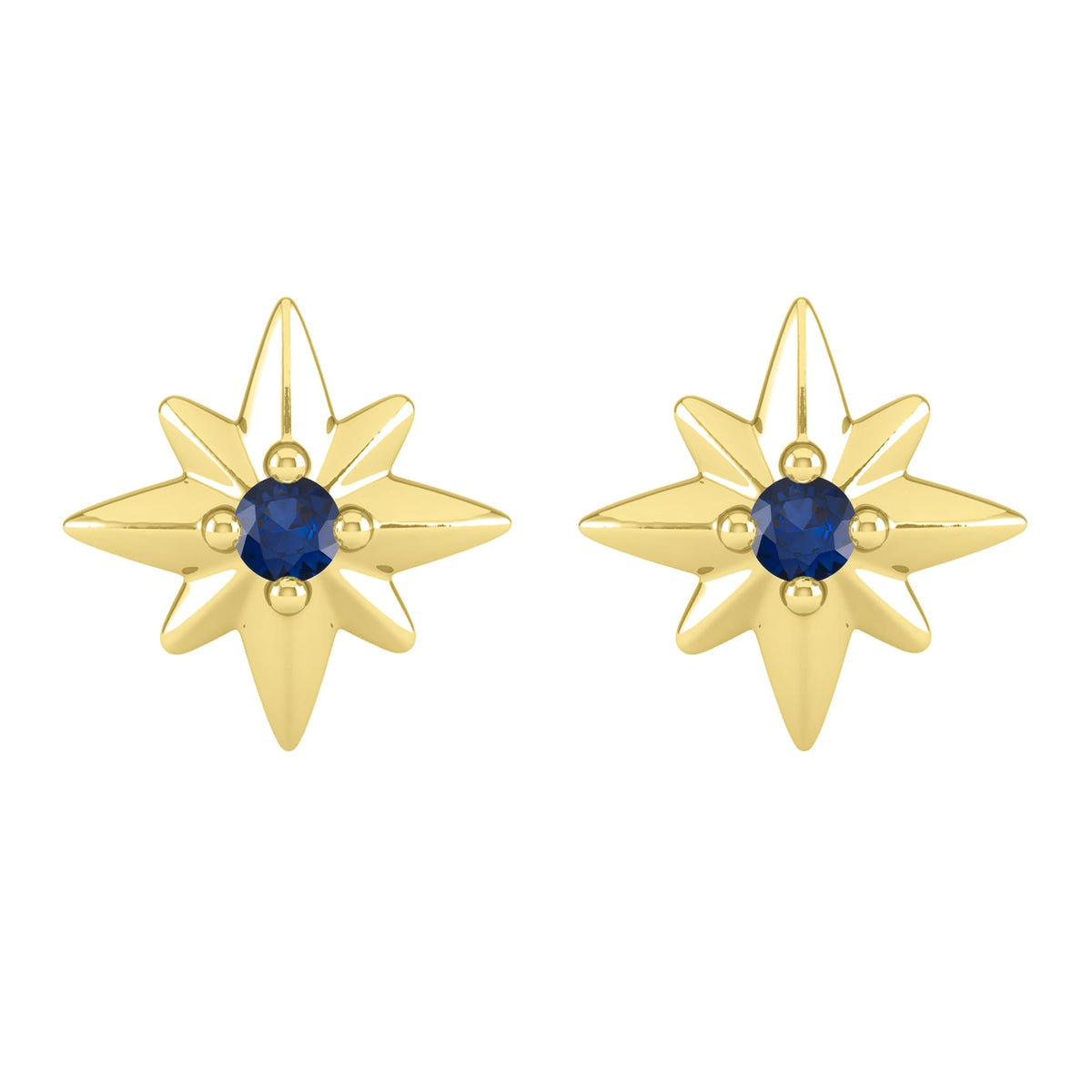 Blue Sapphire Gold over Sterling Silver Star Stud Earrings
