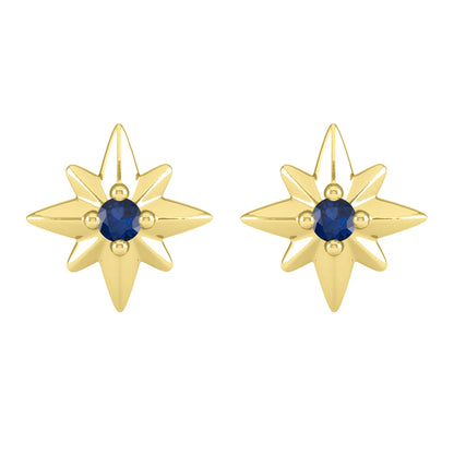 Blue Sapphire Gold over Sterling Silver Star Stud Earrings