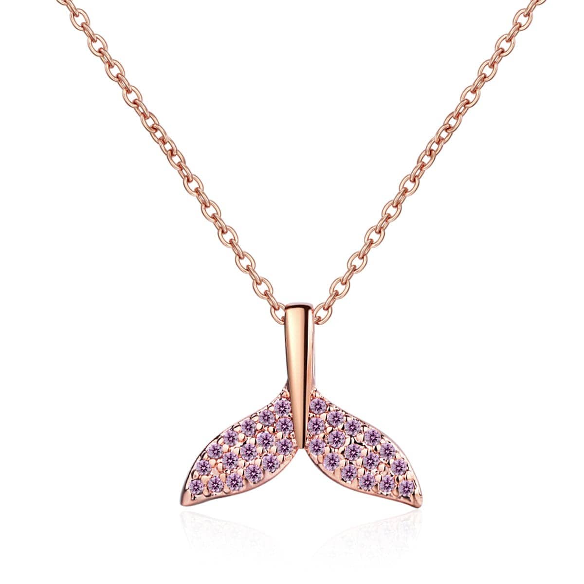 Cubic Zirconia & Rose Goldtone Tail Pendant Necklace