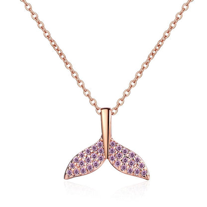 Cubic Zirconia & Rose Goldtone Tail Pendant Necklace