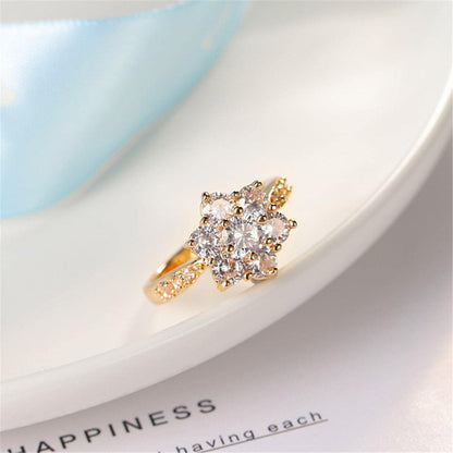 Cubic Zirconia & Goldtone Sunflower Ring