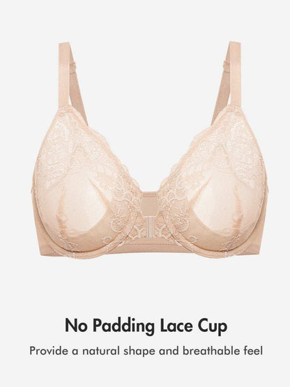 Front Closure Lace Underwire Plunge Bra