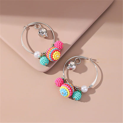 Acrylic & Pearl Two-Tone Bayberry Ball Hoop Earrings