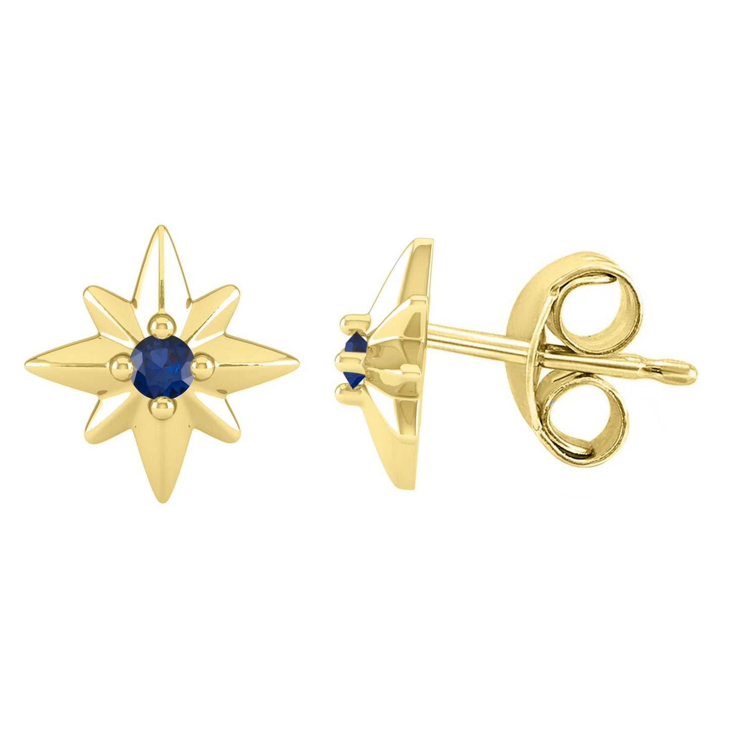 Blue Sapphire Gold over Sterling Silver Star Stud Earrings