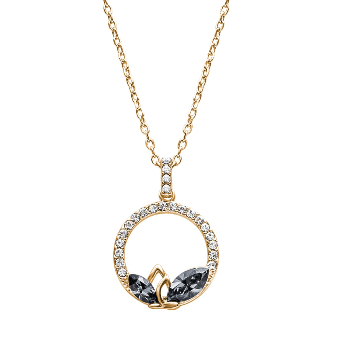 Elegant Dual Marquis Pavé Pendant Necklace – Embellished with Swarovski Crystals