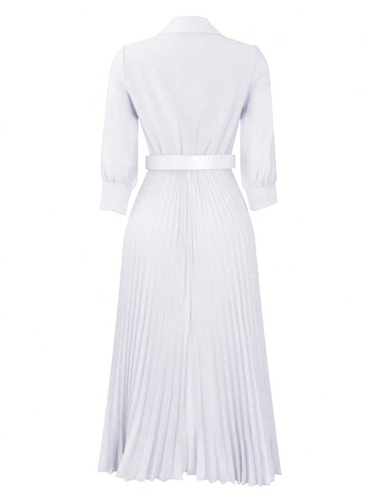 Chic YC Women's 3/4 Sleeve Flared A Line Dress