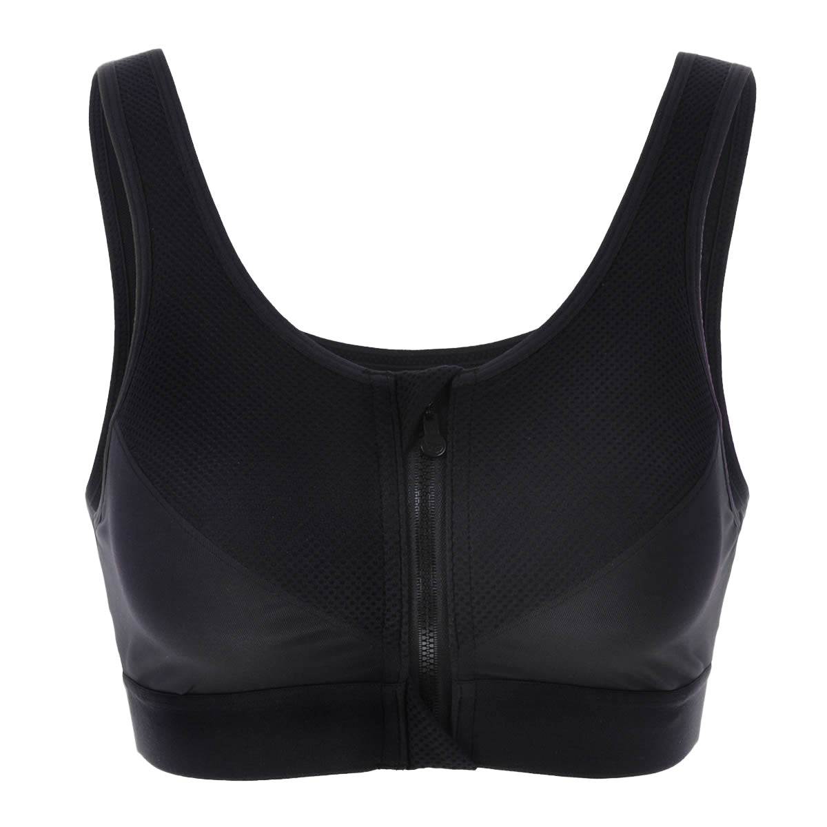 Full Length Zip Front Wireless Racerback Sports Bra