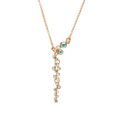 Gold Ab Swarovski Crystal Necklace – Aurora Borealis Clustered Pendant With Swarovski Crystals