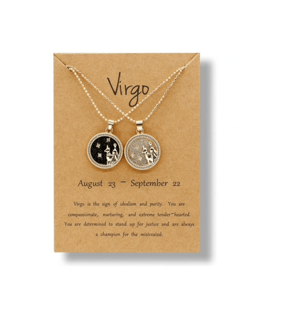 Crystal & 18K Goldtone Plated Zodiac Circular Set of 2 Pendant Necklaces - Virgo