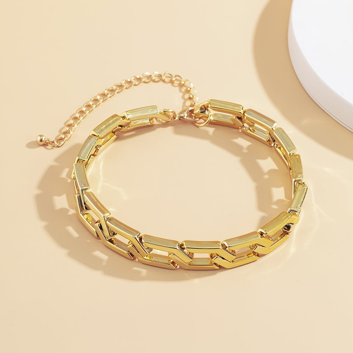 Goldtone Open Hexagon Choker Necklace