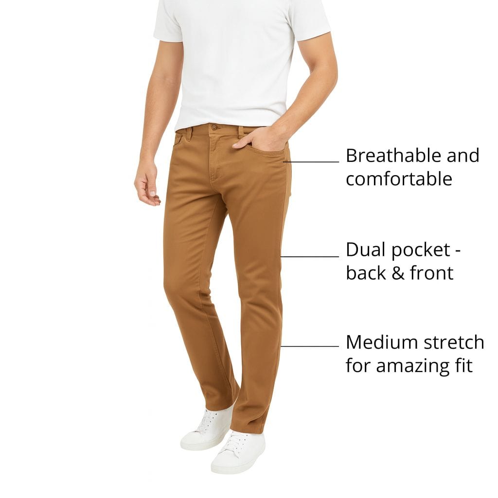 BenBen Mens 2 Pack Chinos Medium Stretch