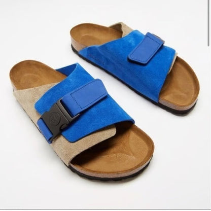 Birkenstock Unisex Copenhagen Nubuck Leather Ultra Blue/Taupe