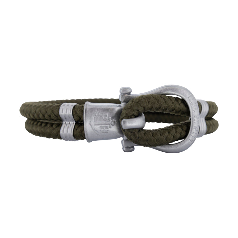 Phinity Rope Bracelet For Men Silver Green Nylon By Paul Hewitt Size Medium