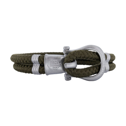 Phinity Rope Bracelet For Men Silver Green Nylon By Paul Hewitt Size Medium