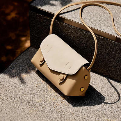 Duo-Tone Apricot Sand Flap Crossbody Shoulder Bag