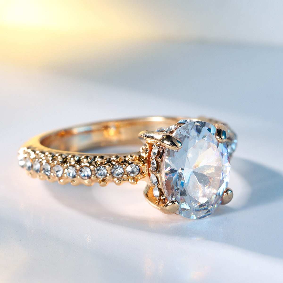 Crystal & Cubic Zirconia Pavé Milgrain Oval-Cut Ring