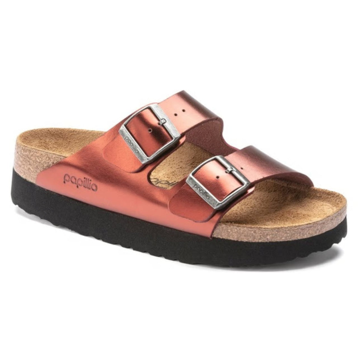 Birkenstock Unisex Arizona Platform Leather Metallic Dark Tourmaline