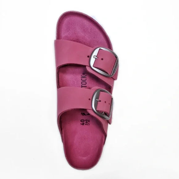 Birkenstock Arizona Big Buckle Nubuck Leather Fuchsia Tulip Sandals
