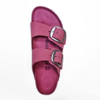 Birkenstock Arizona Big Buckle Nubuck Leather Fuchsia Tulip Sandals