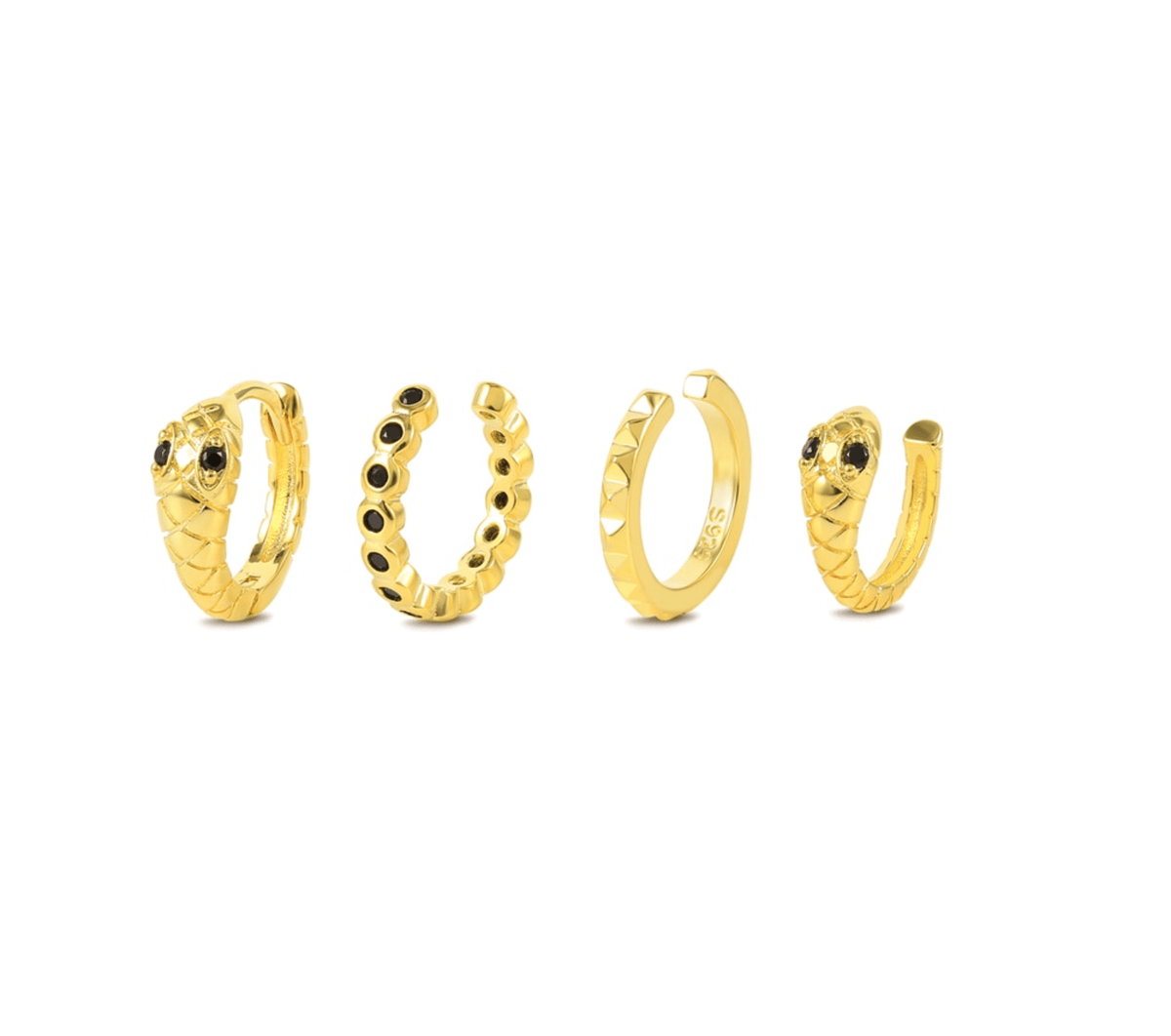 Goldtone Black Snake Earring And Cuff Set