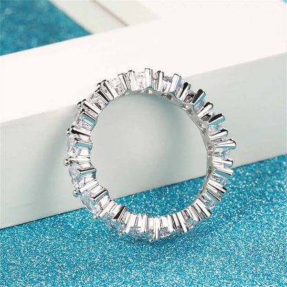 Clear Crystal & Silvertone Heart Band Ring