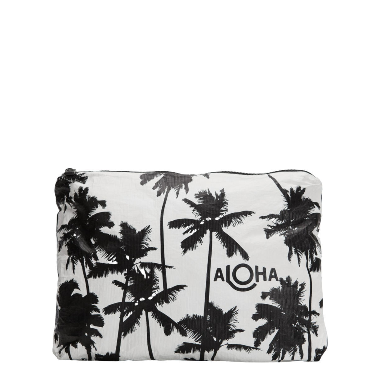 Aloha Mid Pouch - Coco Palms Black on White