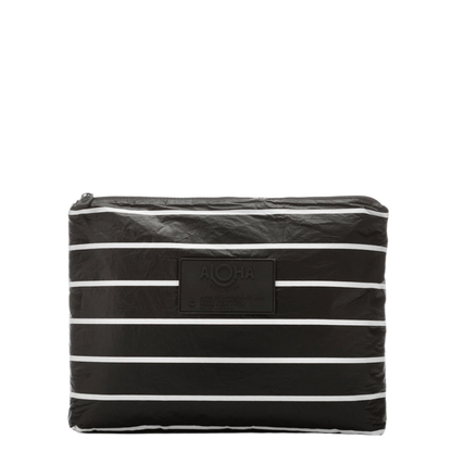 Aloha Mid Pouch - Pinstripe White On Black