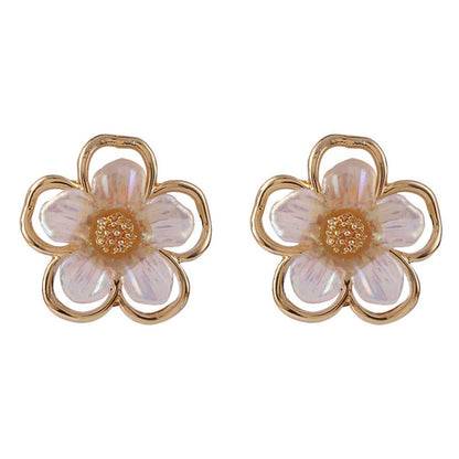 Acrylic & Goldtone Flower Stud Earrings