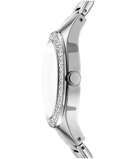 Dkny Women Watch, Silver Color Case, Blue Dial, Silver Color Metal Bracelet, 3 Hands, 5 Atm