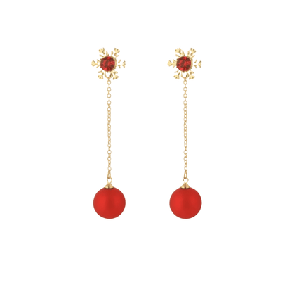 Don’t AsK Goldtone Red Snowflake Chain Drop Earrings