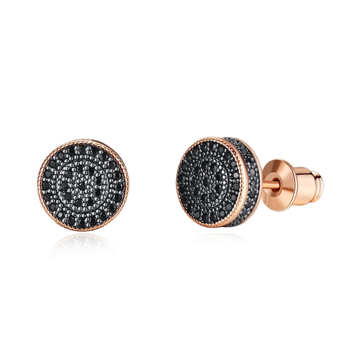 Black Cubic Zirconia & Rose Goldtone Round Stud Earrings