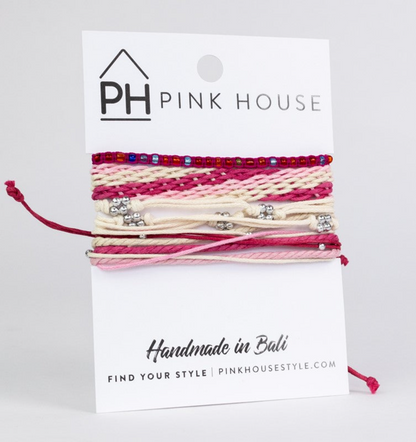 Pink House Palm Color Stack Pull Bracelets - Pink