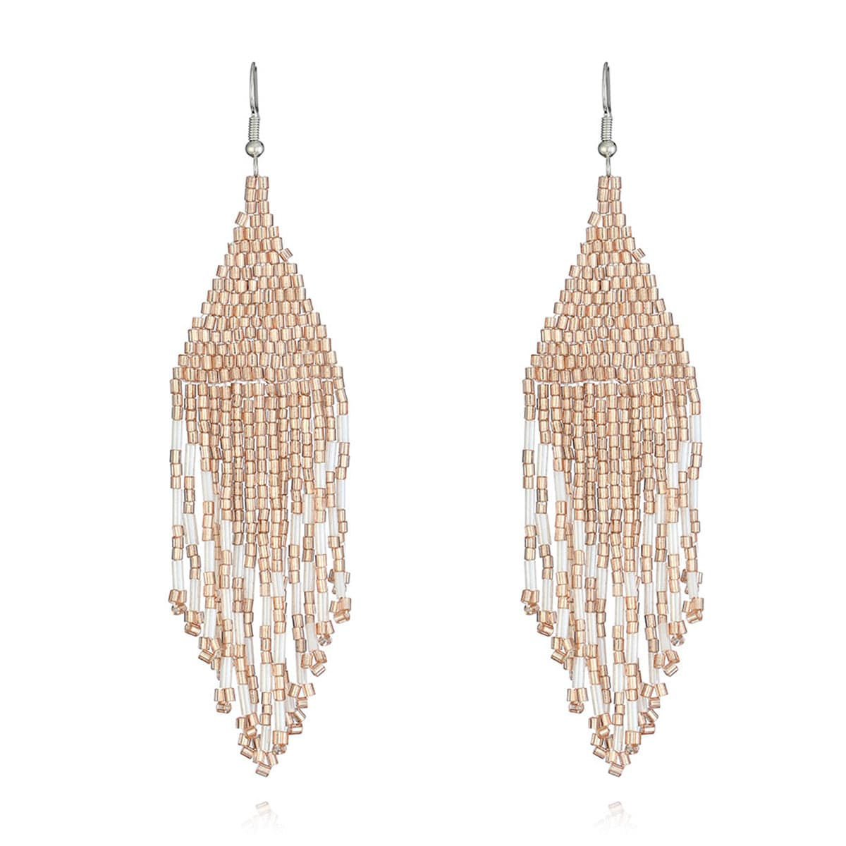Champagne & Silvertone Tassel Drop Earrings