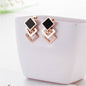Black & Rose Goldtone Overlapping Rhombus Stud Earrings