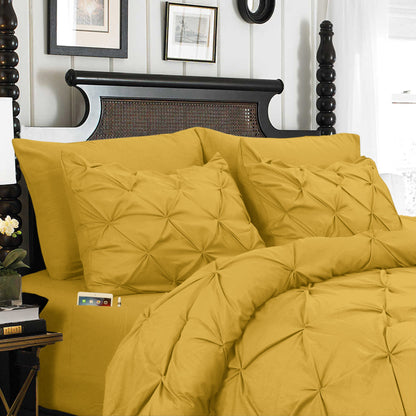 Elegant Comfort 8-Piece Pintuck Pinch Pleated Comforter Set - Includes 4-Piece Sheet Set with Double Sided Storage Pockets